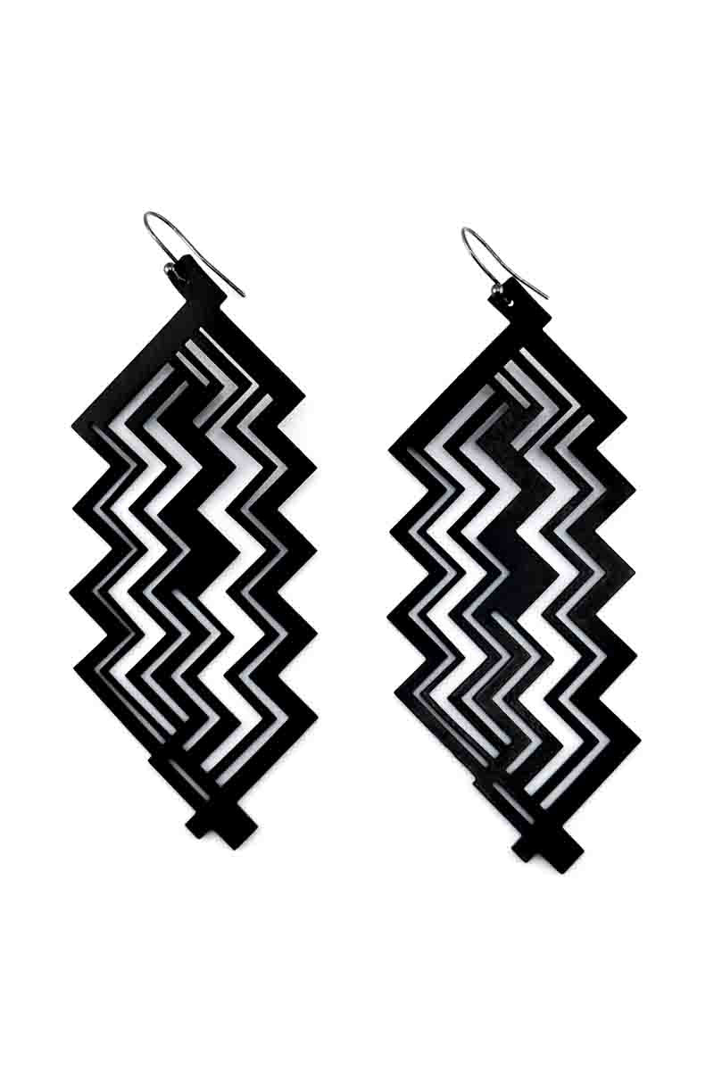 Zig Zag Earrings Blk