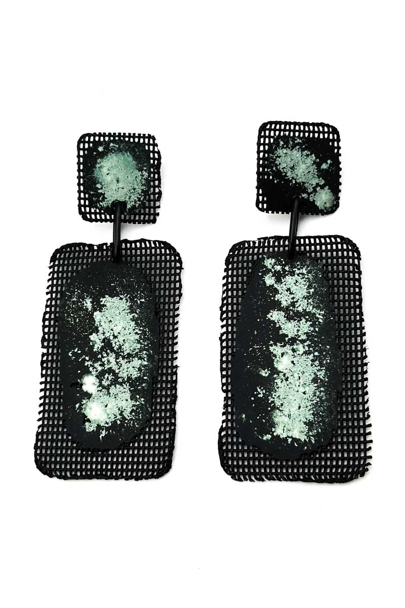 Mesh Patina Earrings Grn