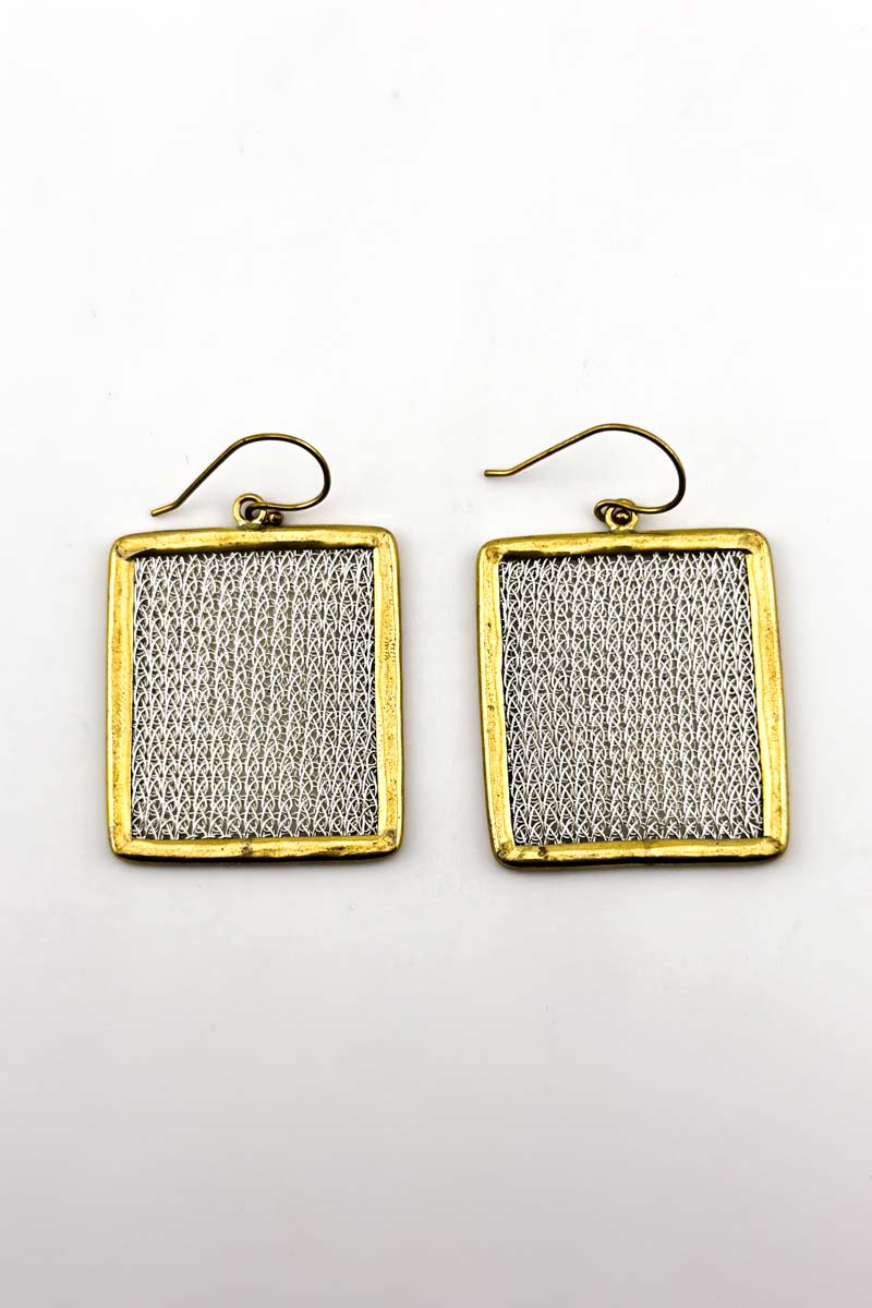 Square Frame Earrings Silver