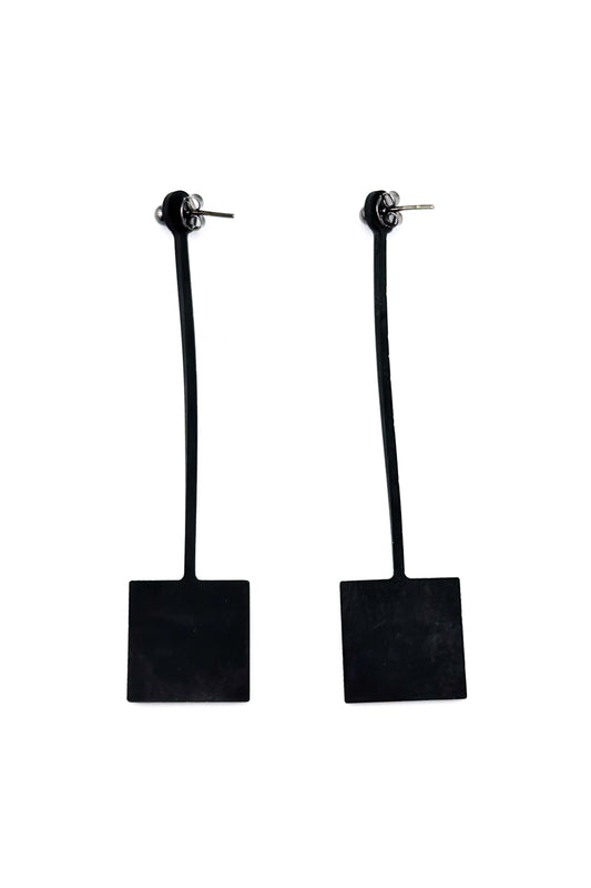 Square Drop Earrings Blk