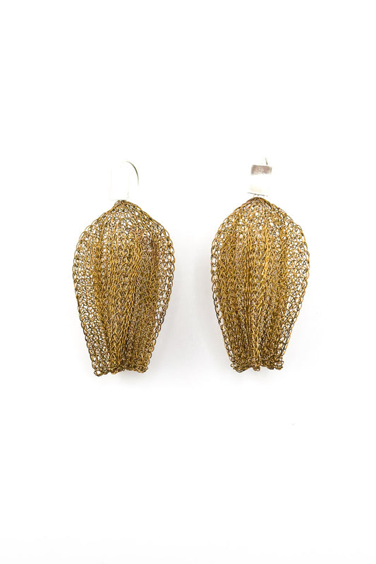 Flower Bud Earrings Brass