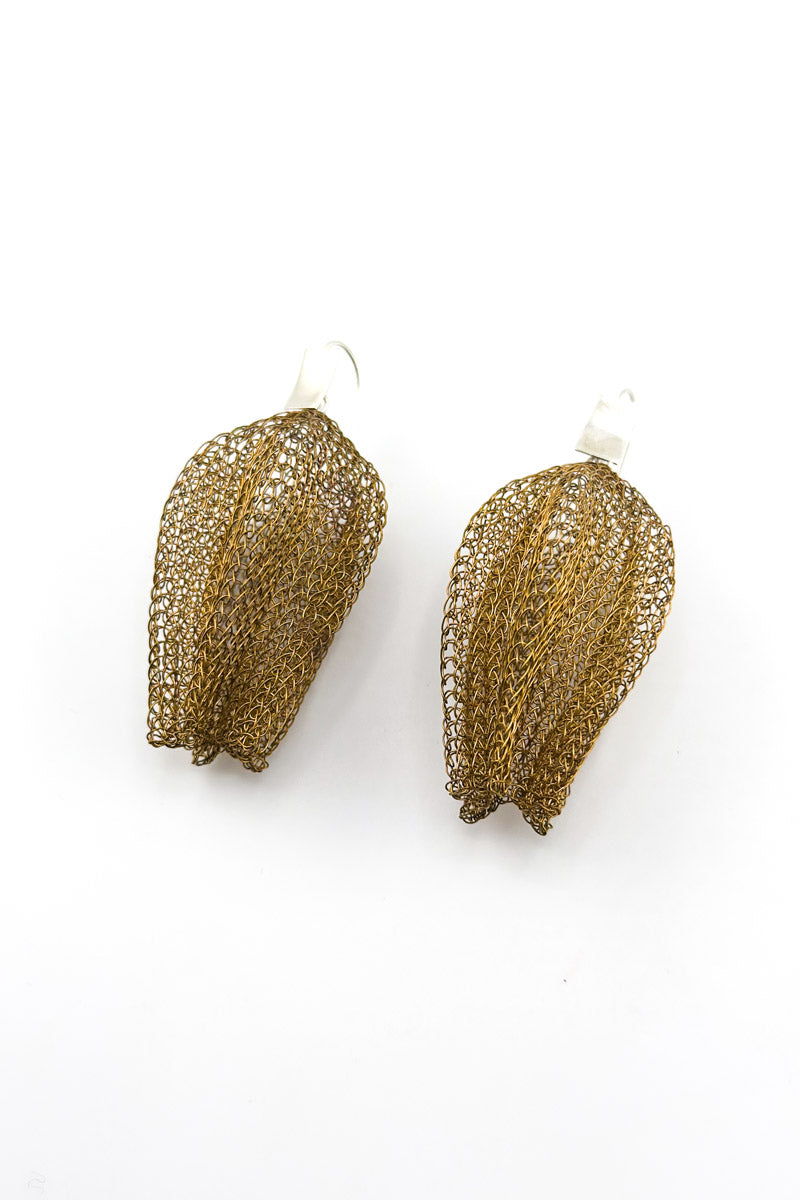 Flower Bud Earrings Brass