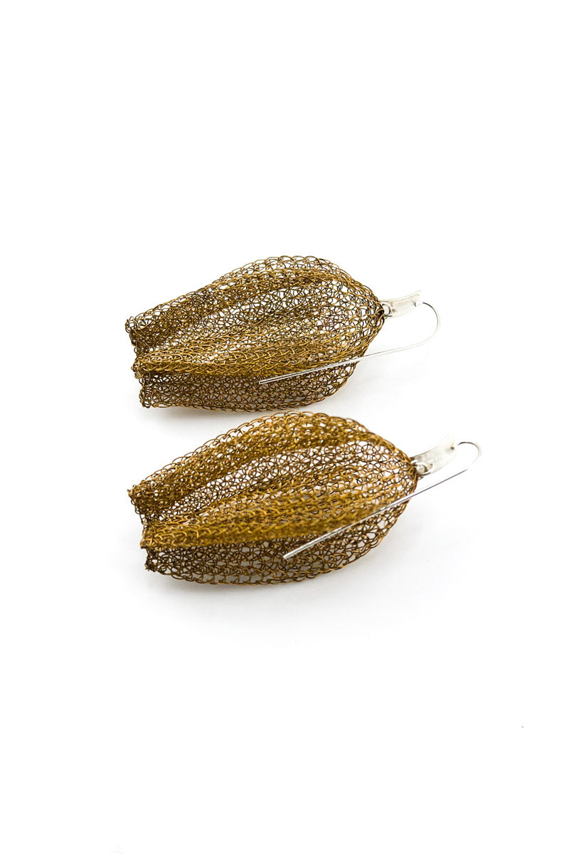 Flower Bud Earrings Brass