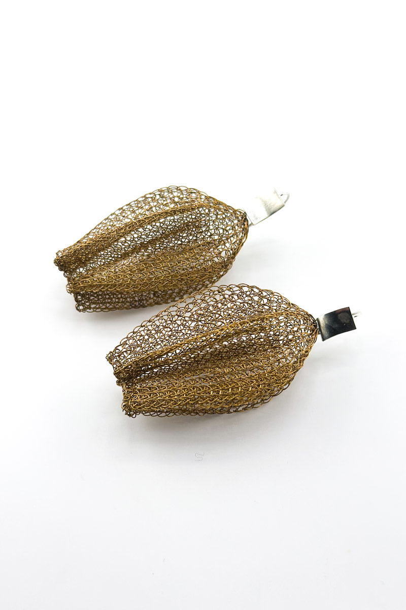 Flower Bud Earrings Brass