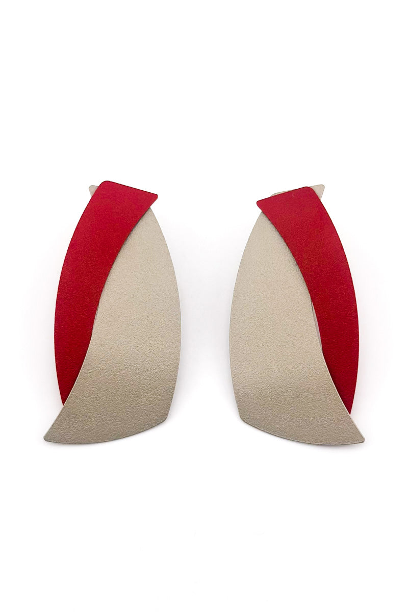 Pendulum Earrings Red/Grey