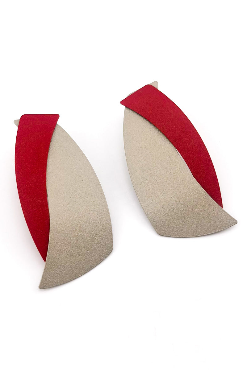 Pendulum Earrings Red/Grey