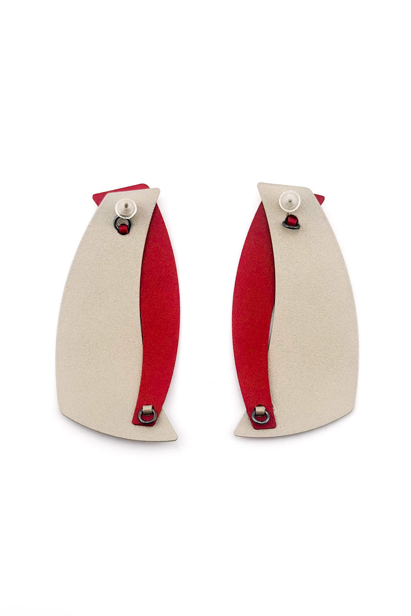 Pendulum Earrings Red/Grey