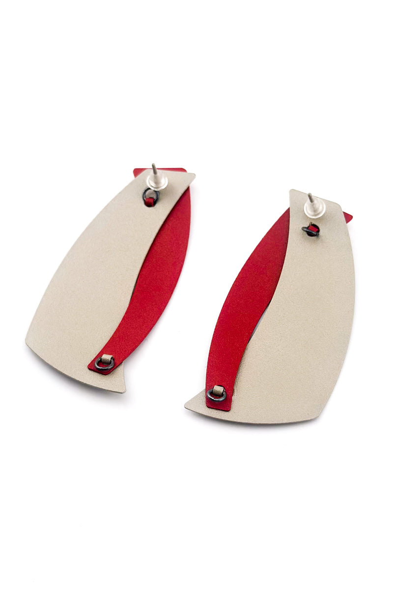 Pendulum Earrings Red/Grey