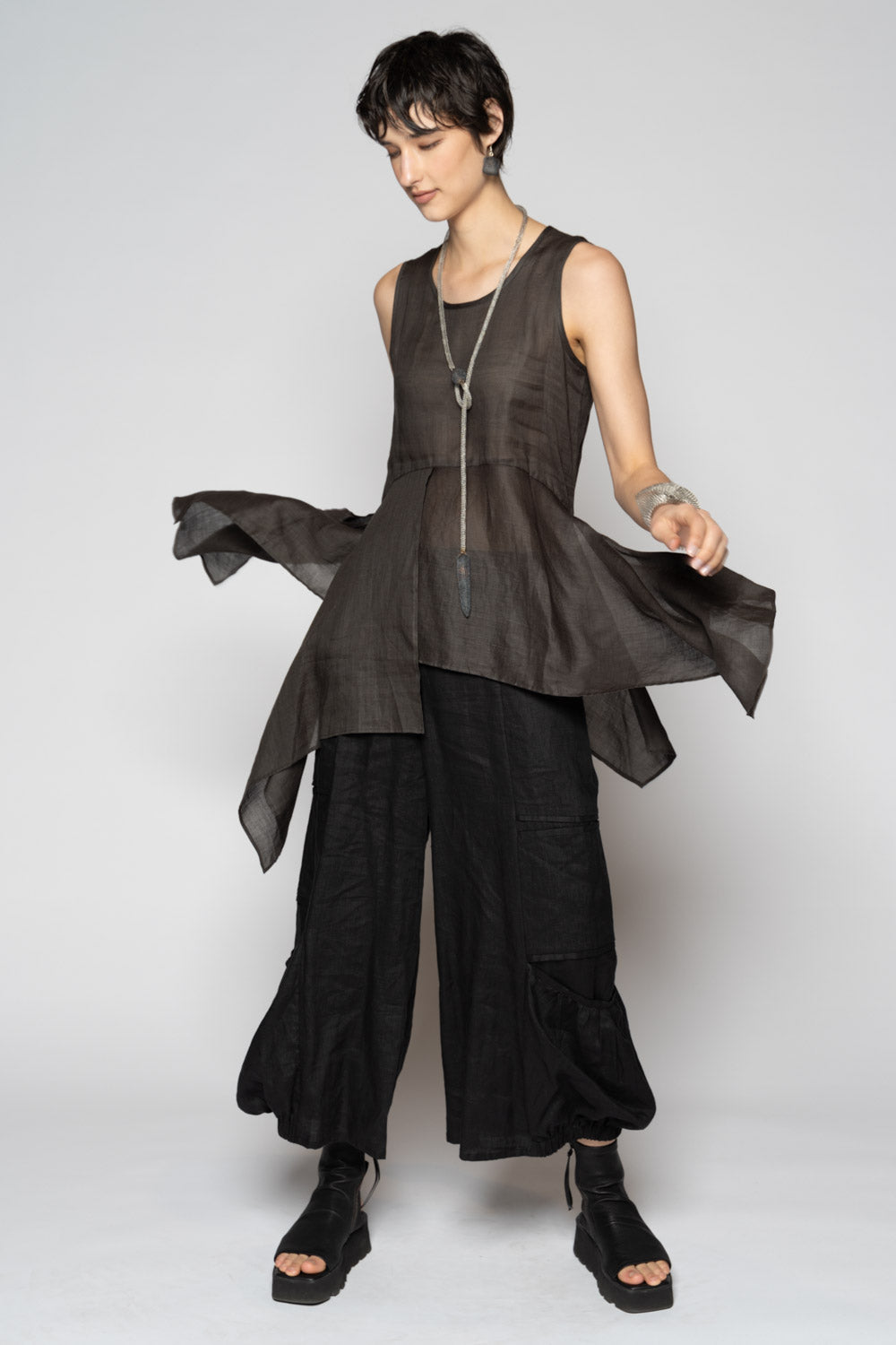 Bloom Drape Top Charcoal