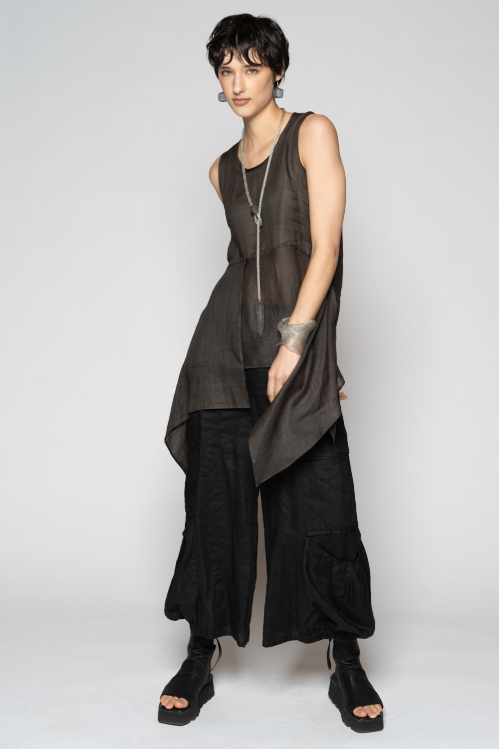 Bloom Drape Top Charcoal