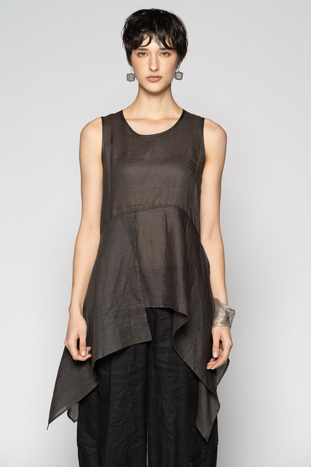 Bloom Drape Top Charcoal