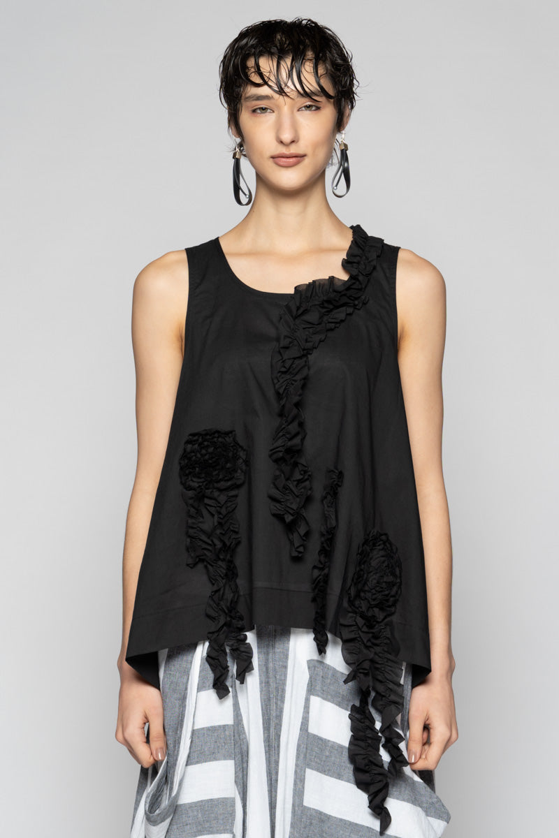 Mimi Frill Tank Blk