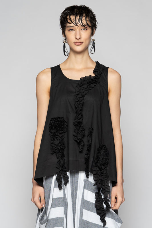 Mimi Frill Tank Blk