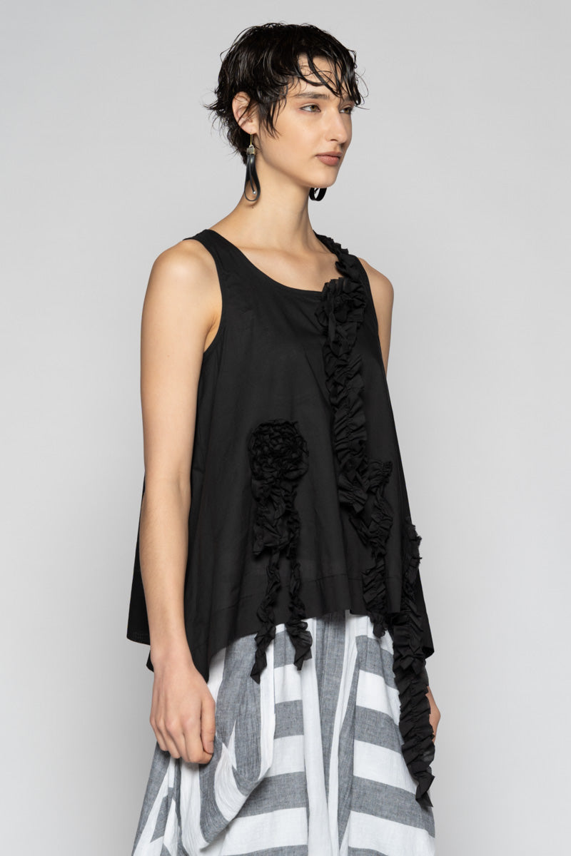 Mimi Frill Tank Blk