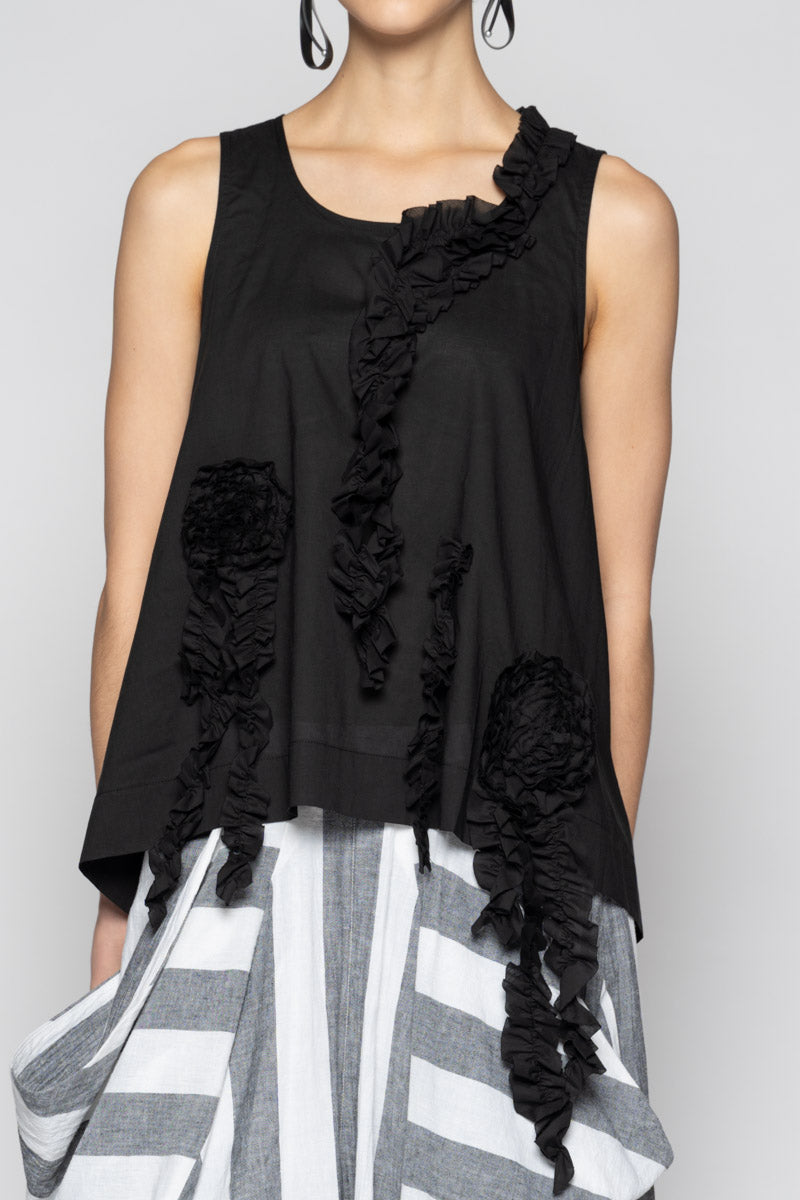 Mimi Frill Tank Blk