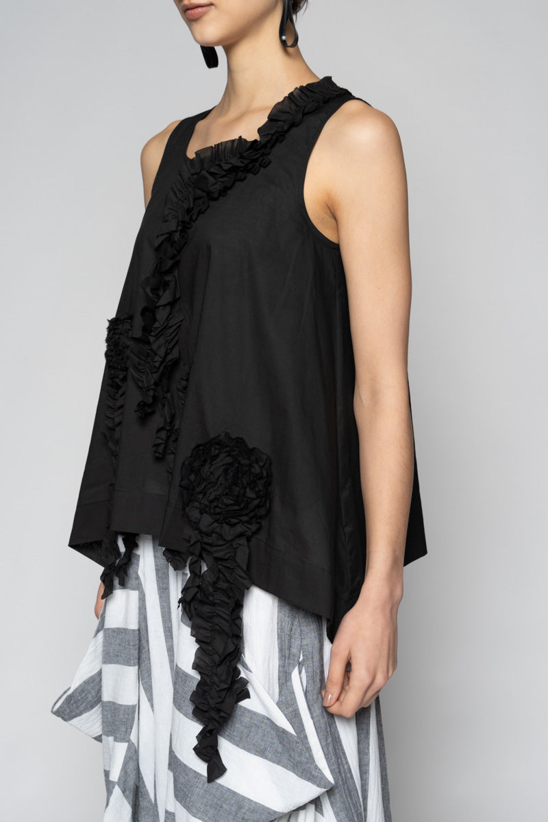 Mimi Frill Tank Blk