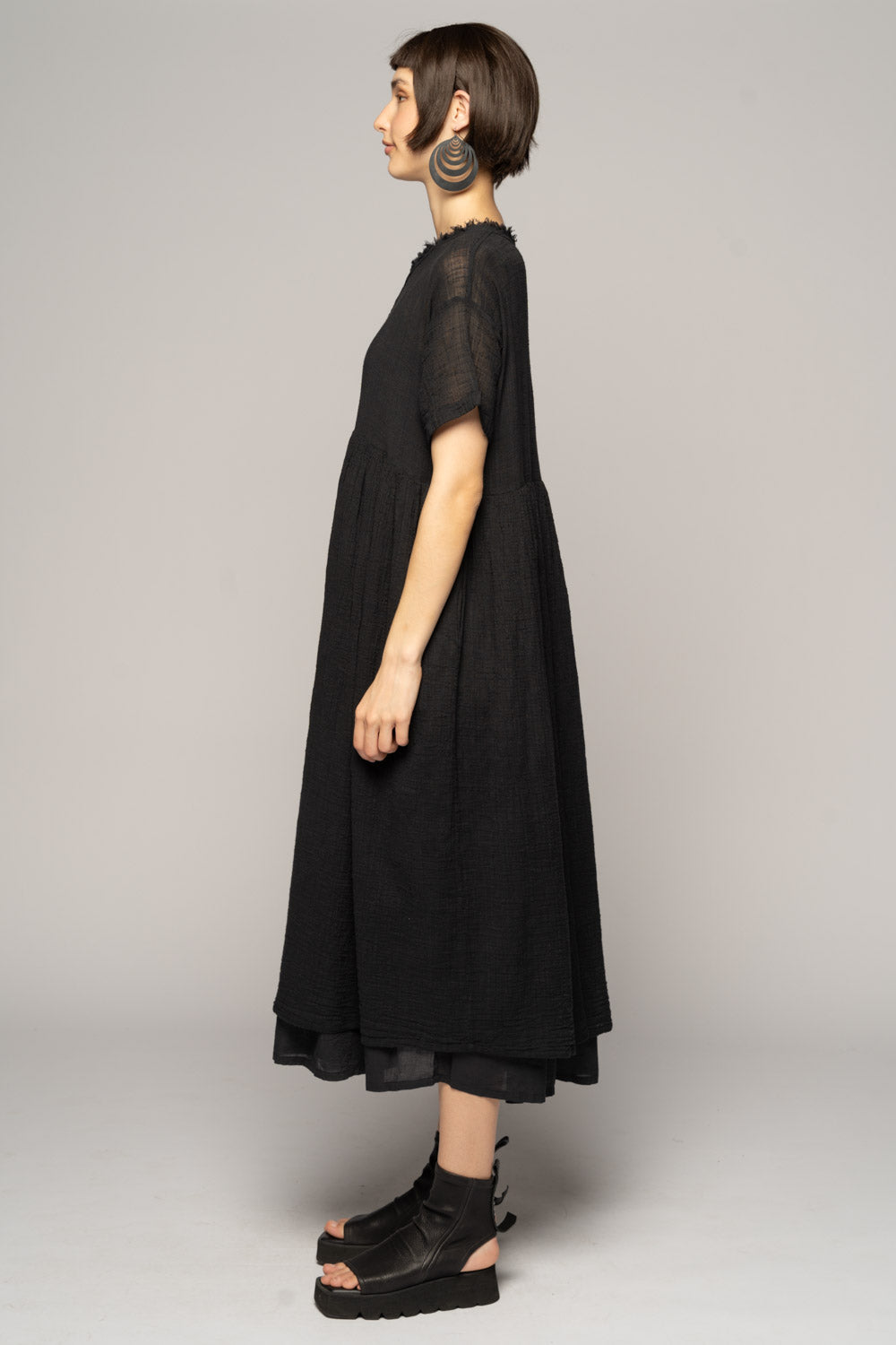 Wattle Gather Dress Blk
