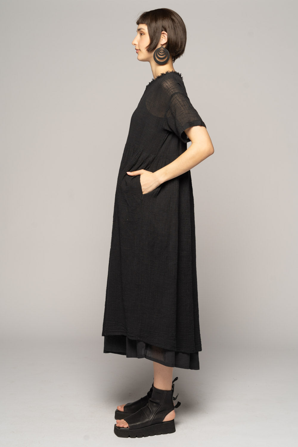 Wattle Gather Dress Blk