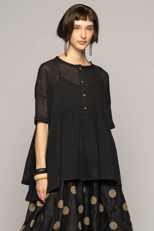 Wattle Gather Top Blk