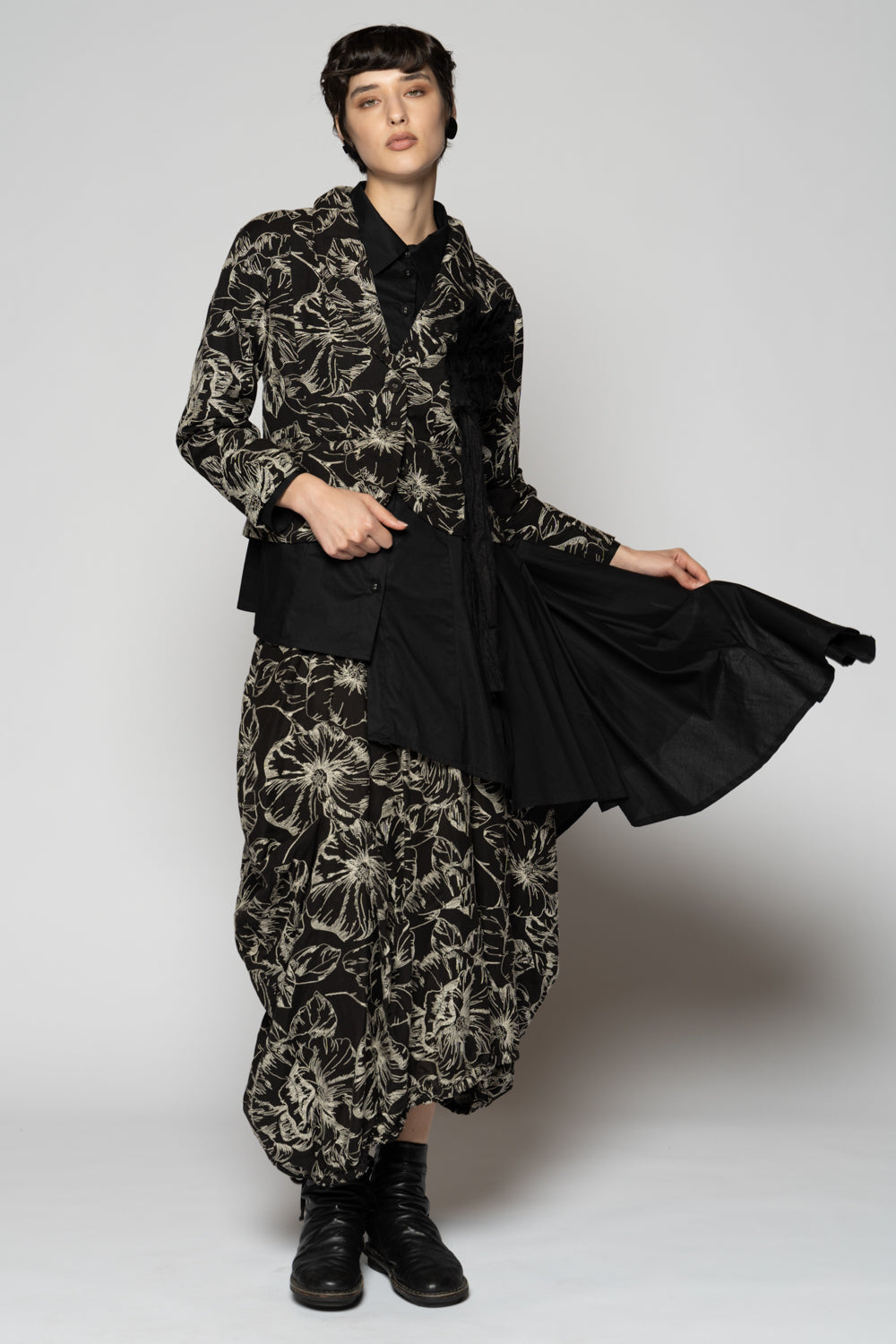 Sazanka Balloon Skirt Blk