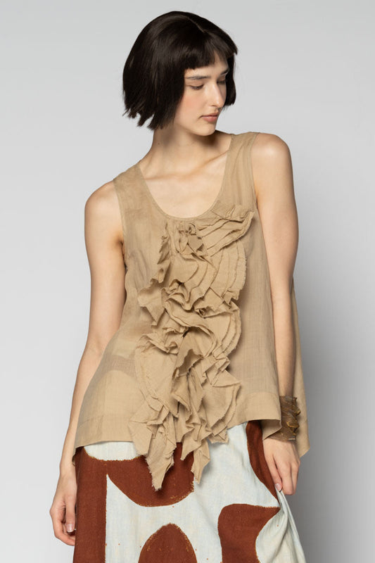 Sumi Frill Top Wheat