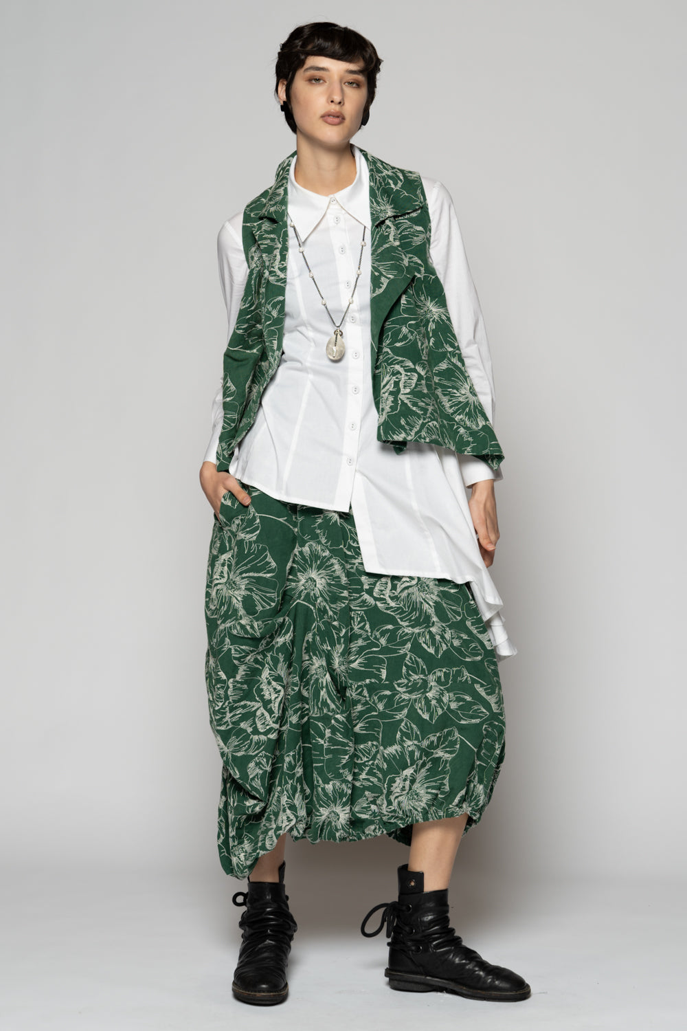 Sazanka Balloon Skirt Sage