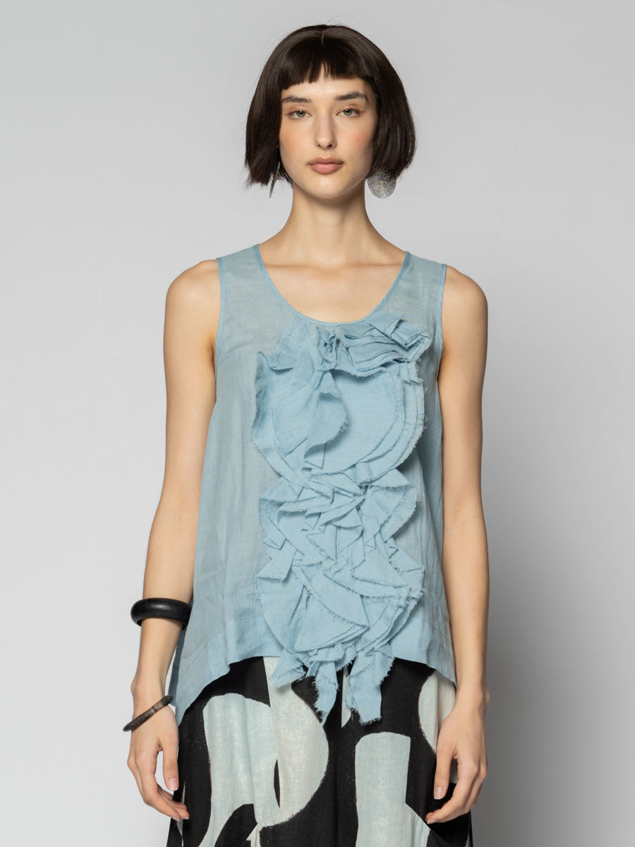 Sumi Frill Top Sky