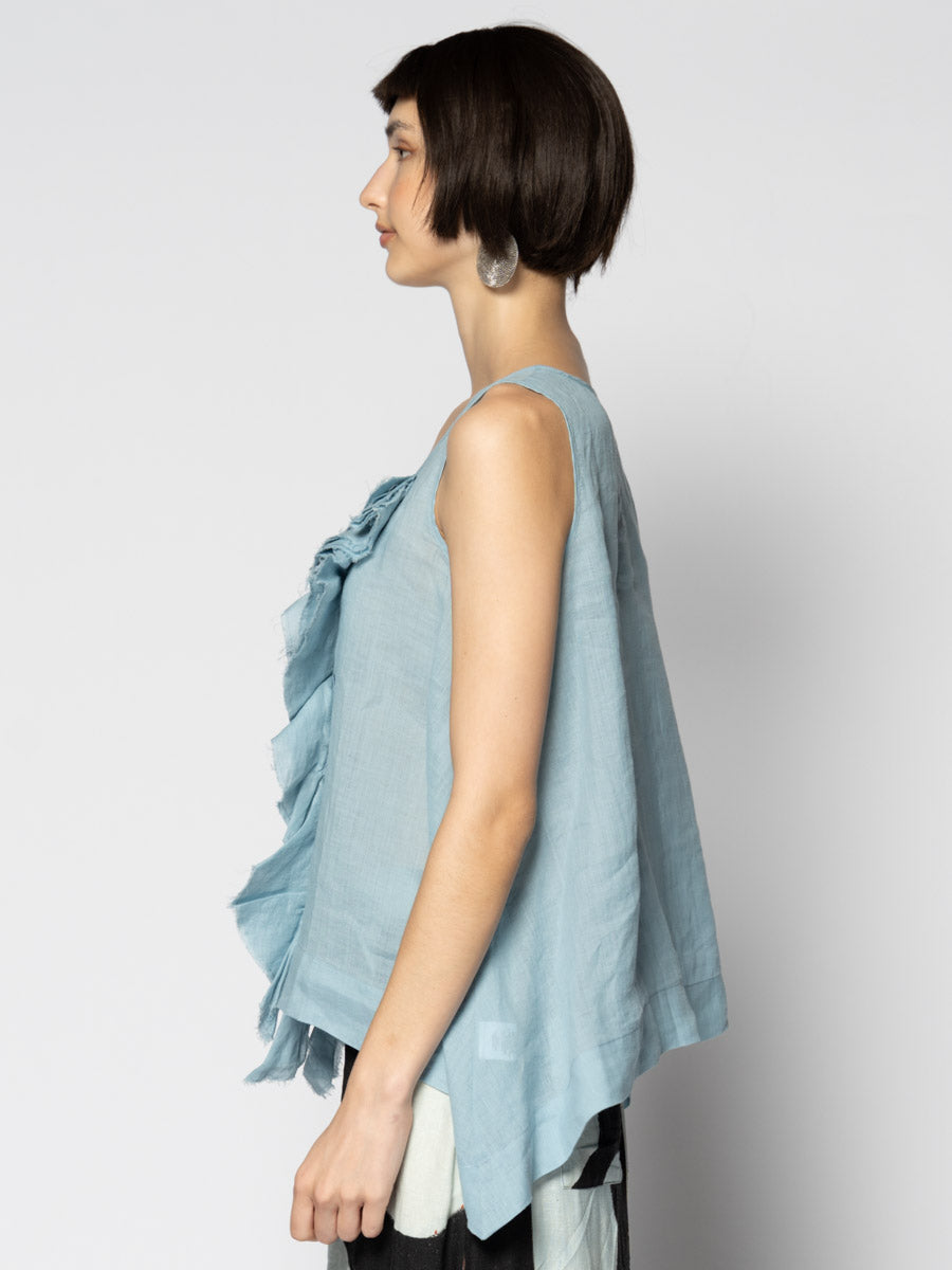 Sumi Frill Top Sky